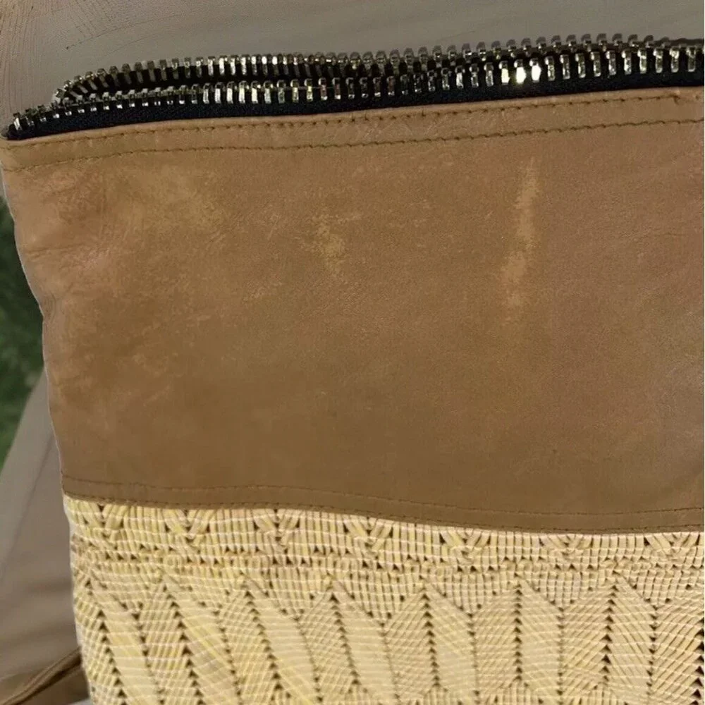 POVERTY FLATS FAUX LEATHER Boho BACKPACK Bag Purse‎ Brown/Yellow Geo Design